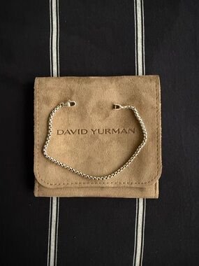 David Yurman Silver Box Chain Bracelet on Branded Pouch size M